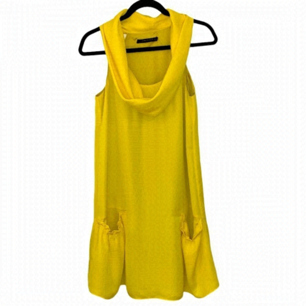 𝅺zara Woman Neon Yellow Slip Dress with Pockets Size Small